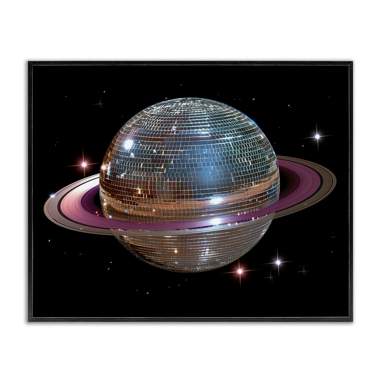 Stupell Industries Purple Disco Ball Planet Framed Giclee, design by Decent Exposures